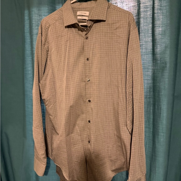 Calvin Klein Other - Calvin Klein Long-Sleeve Checked Dress Shirt - Light Gray